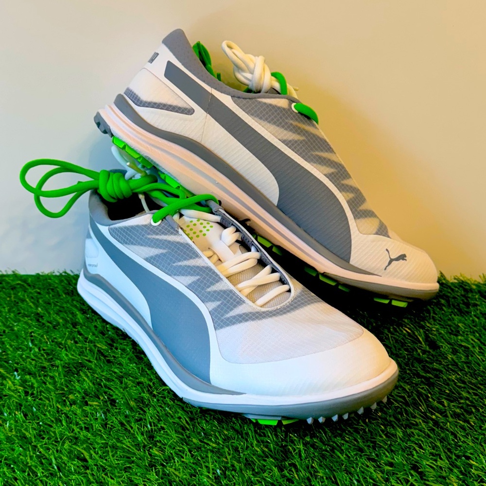 Puma BioDrive Golf Shoes White/Grey/Green Gecko